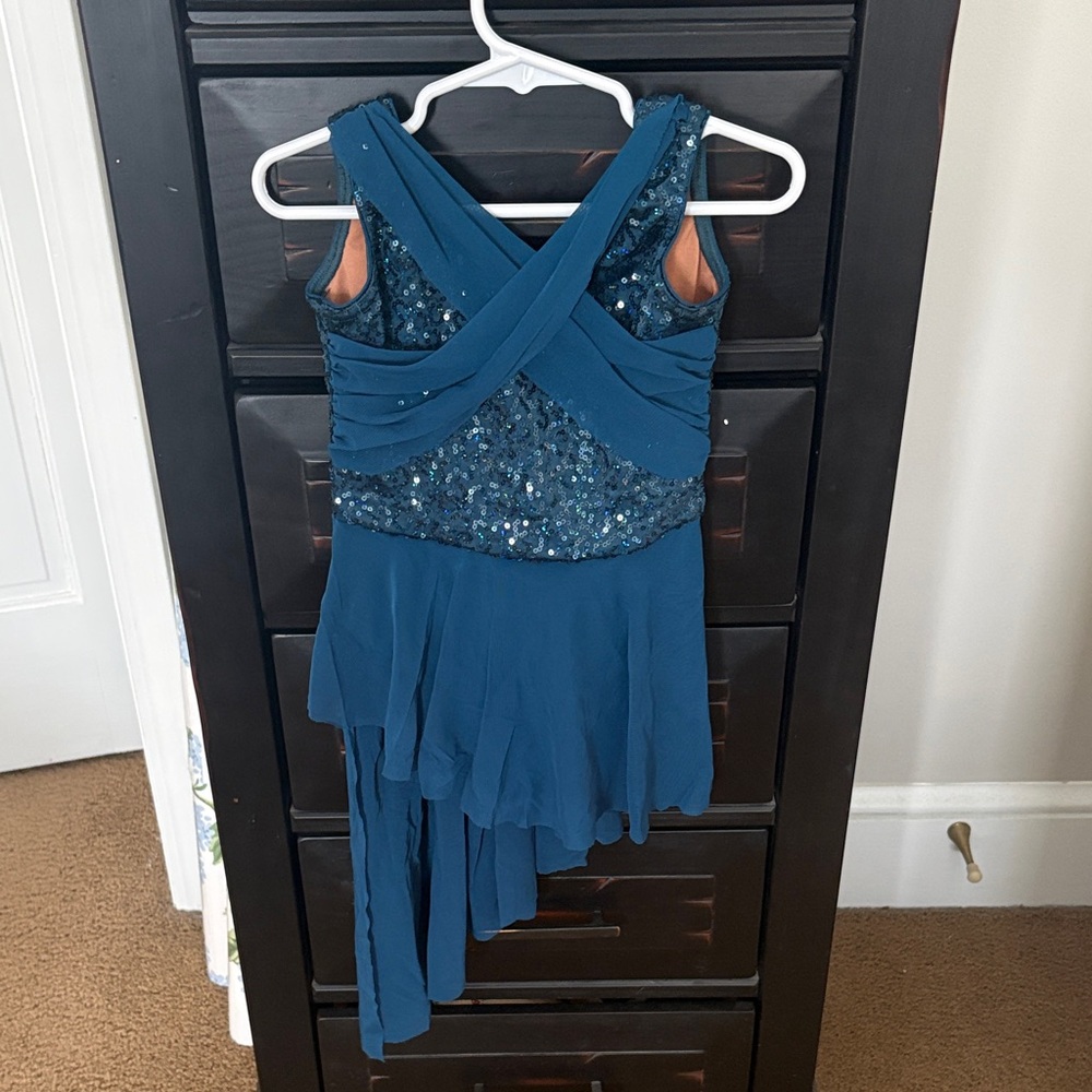 Sparkling Teal Kids Dance Costume